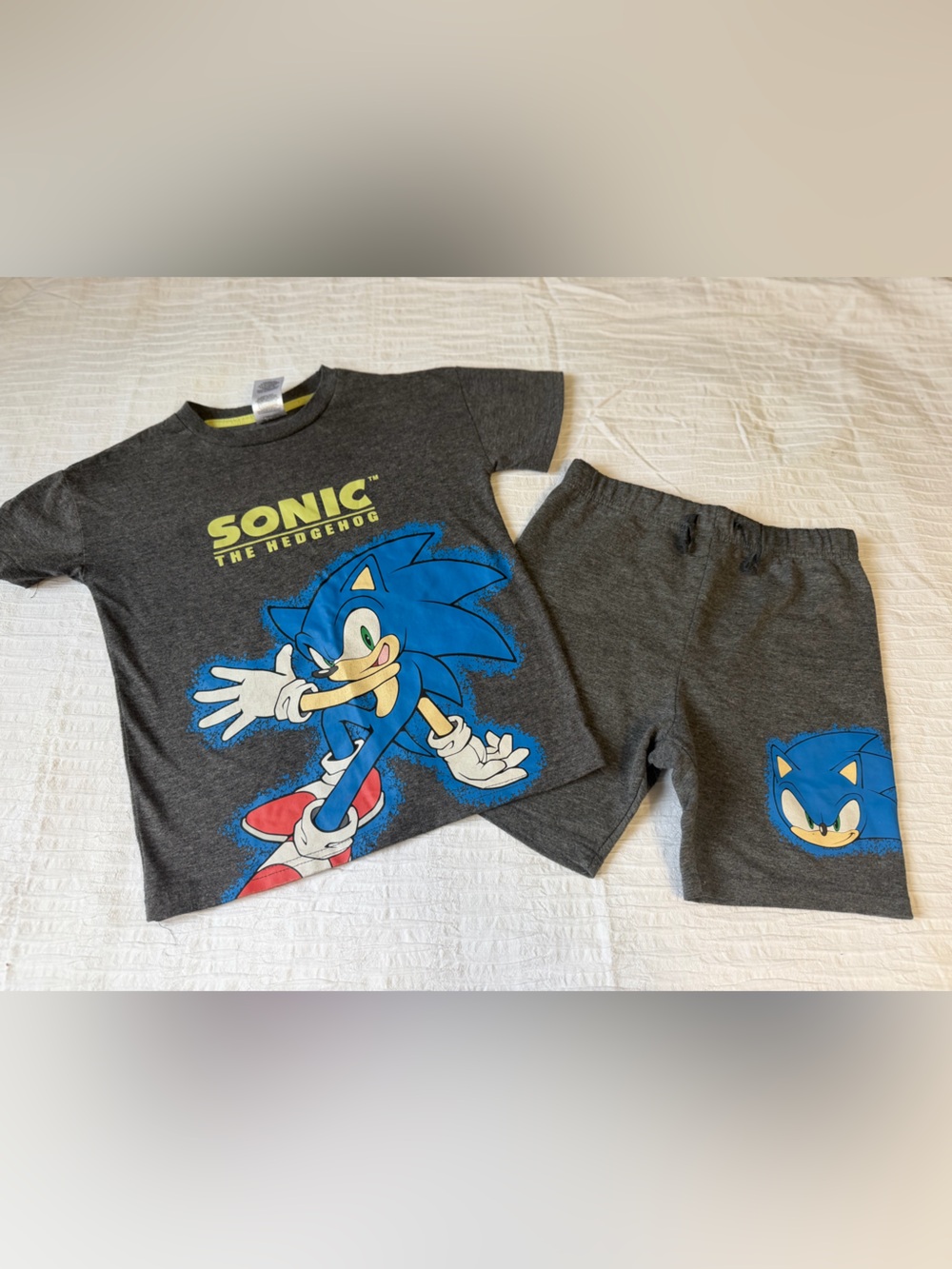 Sonic the Hedgehog Boys T-Shirt & Shorts Set Size 7 Gray Blue